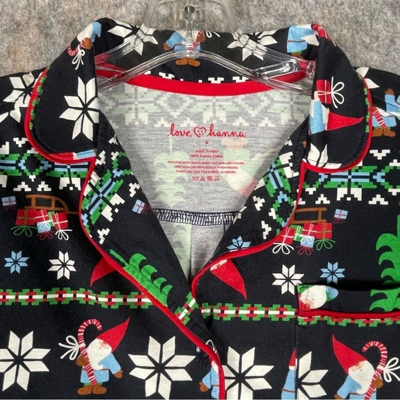 Hanna Anderson Christmas Gnome Sweet Gnome Cozy Flannel Button Up Pajama Top S - Picture 4 of 14